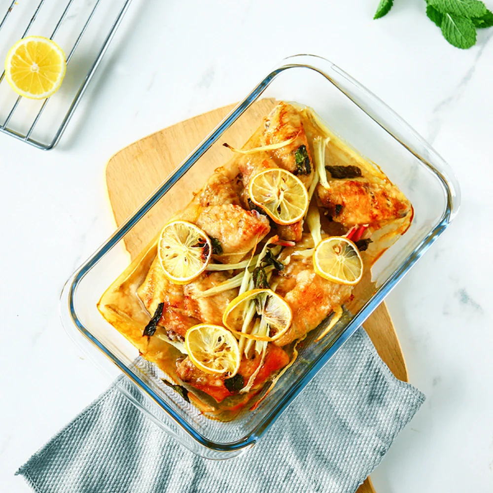 Aeofa Heat resistant high borosilicate glass baking tray rectangular household