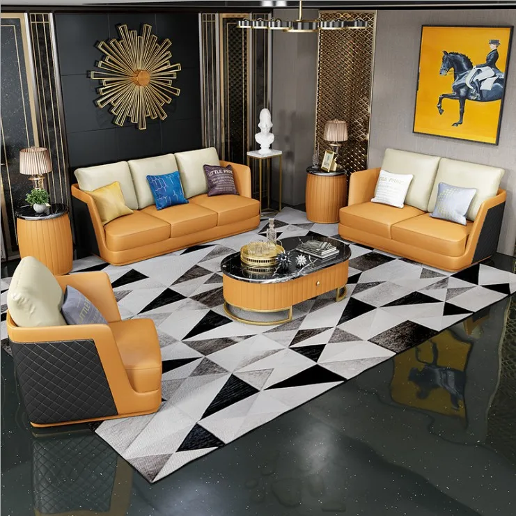 Light Luxury simple style cloth art sofa set combination corner leather sofas