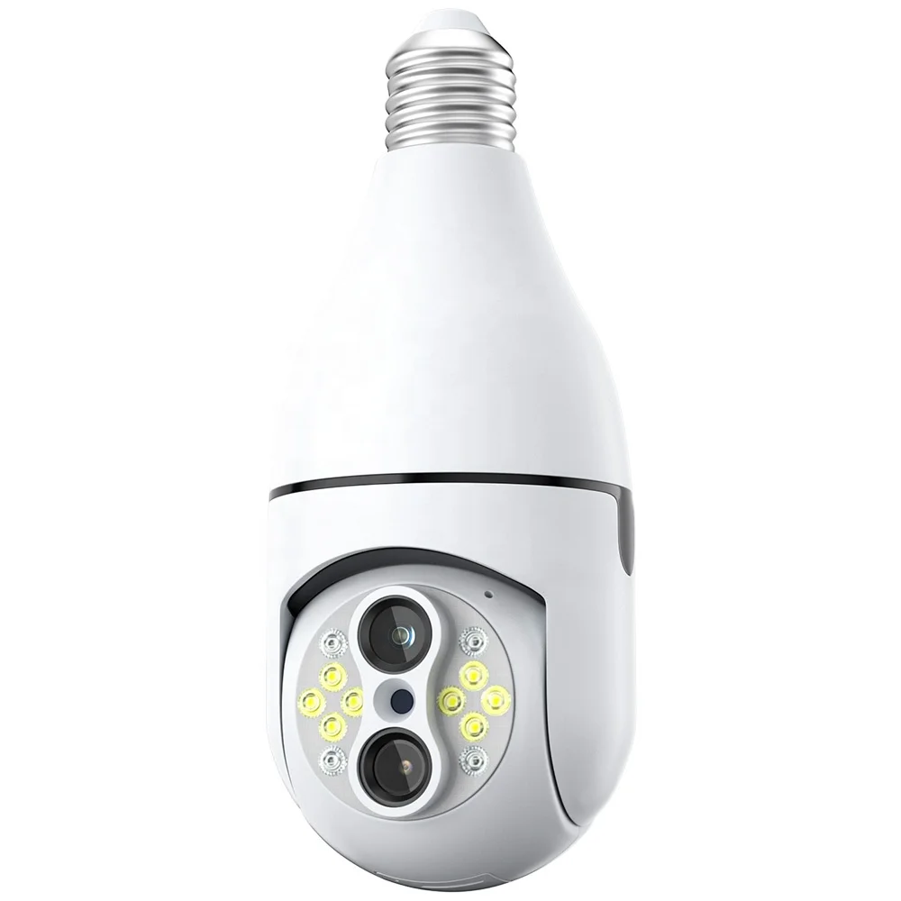 WiFi 2MP/4MP Security Surveillance Linkage Floodlight 1080P Auto Tracking Dual-Lens Home Outdoor E27 Light Bulb Lamp PTZ Camera