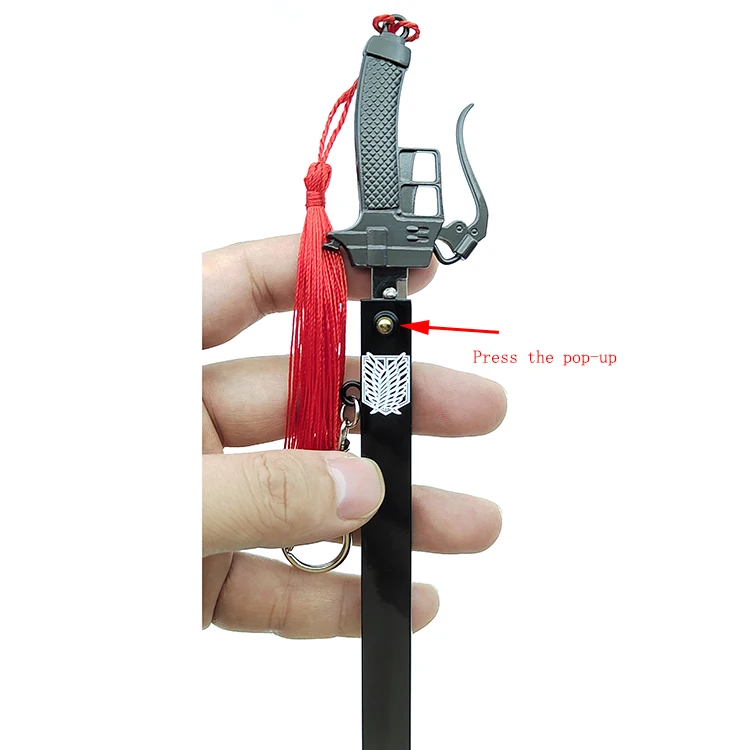 Custom Logo Alloy AOT Mini Keychain Anime Toy Sword Keychain Toys Metal Craft For Attack on Titan Mikasa
