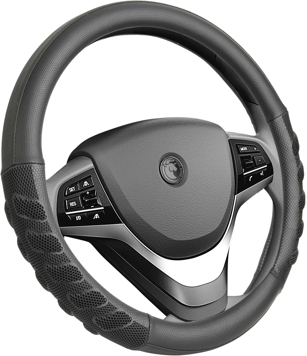 MELCO Microfiber Leather Steering Wheel Cover, Universal 15 Inches (Blue),Breathable Auto Car Steering Wheel Cover for Men