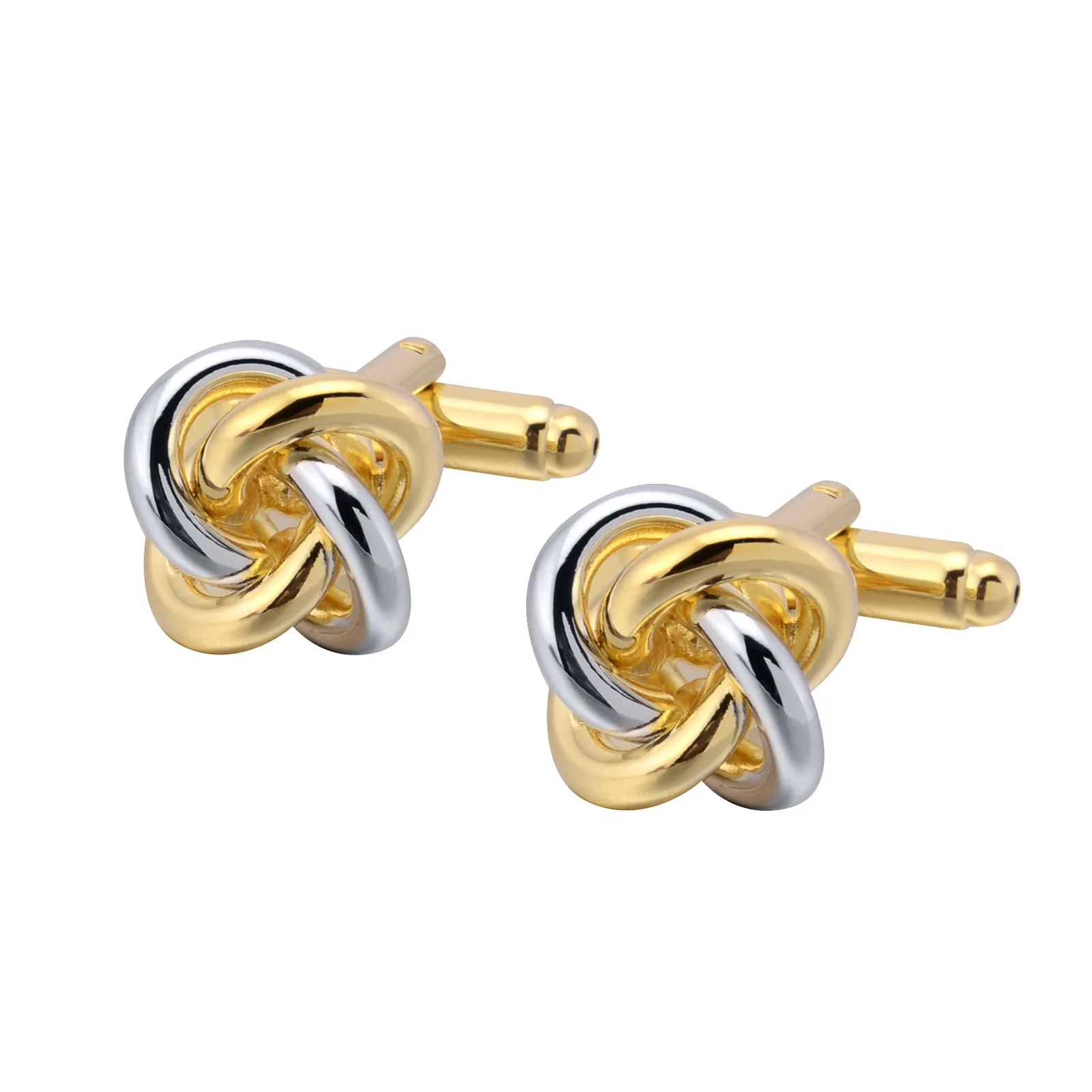 Classic Gold Silver Double Color Twist Cufflinks Black Silver Metal Knot French Cufflink for Men