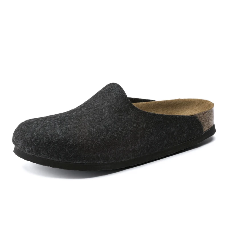 Fashion Custom Wholesale Unisex Autumn Winter Italian Felt Mules Clog Indoor Cork Slipper