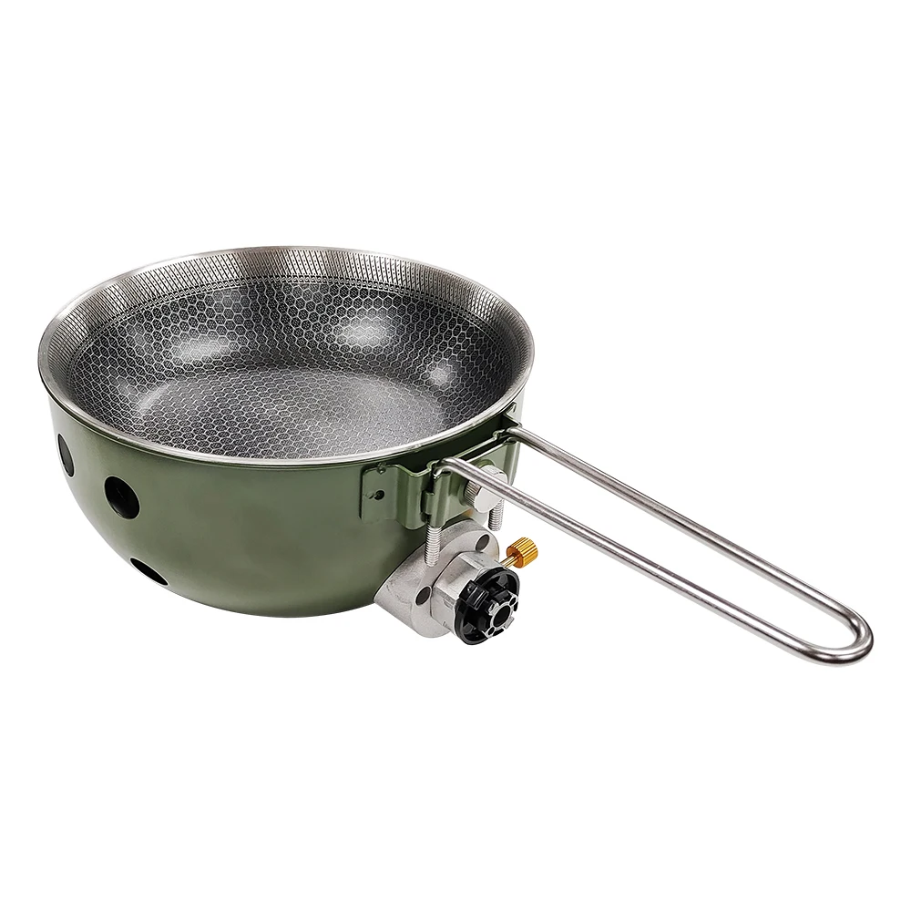 Portable Outdoor Camping Kitchen Cookware Camping Portable Cassette Stove Stainless Steel Fry Pans for Camping Travel