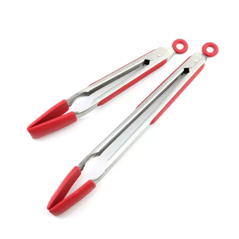 New Product 9/12inch Ecofriendly Silicone Household Flat Food Tongs With Lock