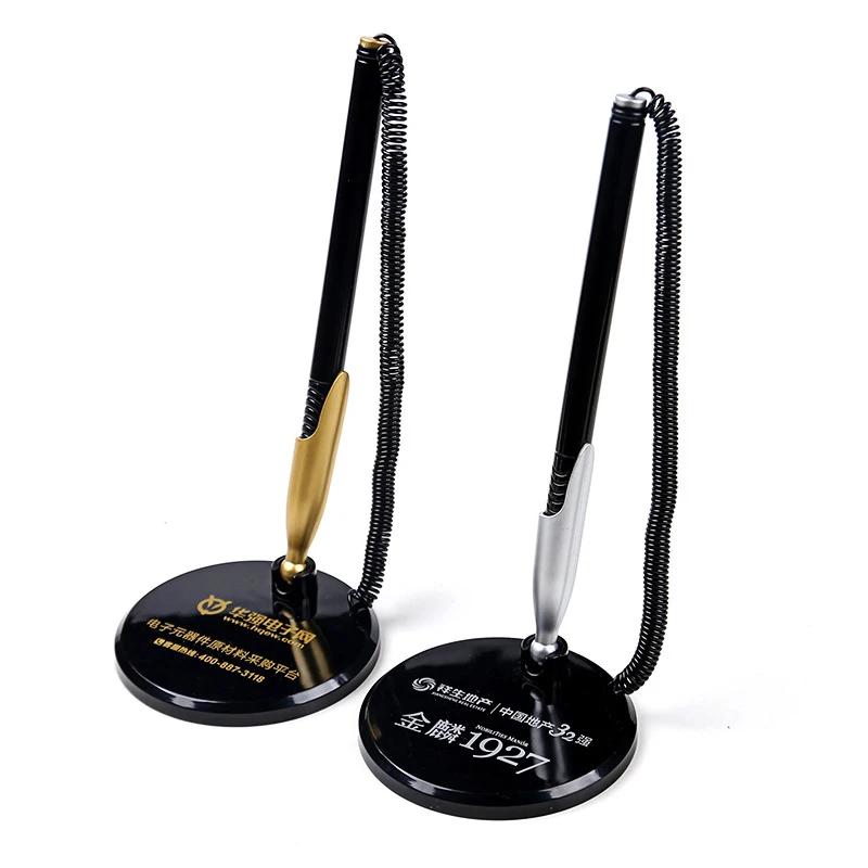 Custom advertising customize logo bank desk stand counter pen stick table ball pen