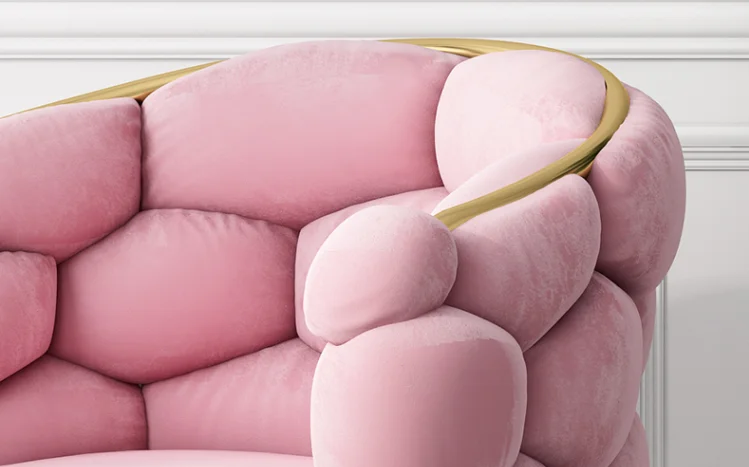 Metal Leg Tufted Pink Modern Velvet Armchair Dinning Restaurant Furniture Dining Chair