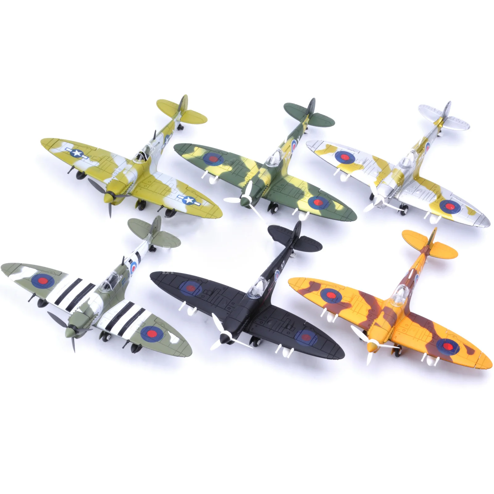 
1/48 Scale British Spitfire Fighter Assemble Model Toys Building Bricks Flanker Combat Aircraft Diecast War-II Random Color 