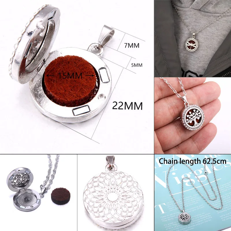 Aromatherapy Essential Oil Diffuser pendant Necklace Open Locket Perfume Aroma Essential Oil Diffuser Necklace