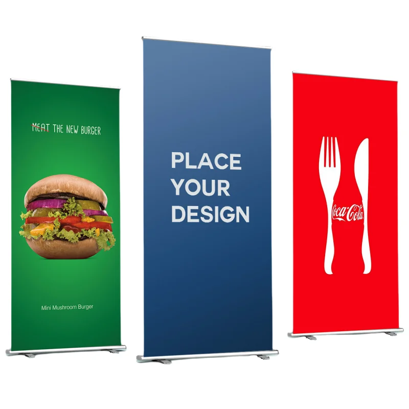 Roll Up Advertising Banner Stand Rollup Standee Aluminum Roll Screen Stand Retractable Banners