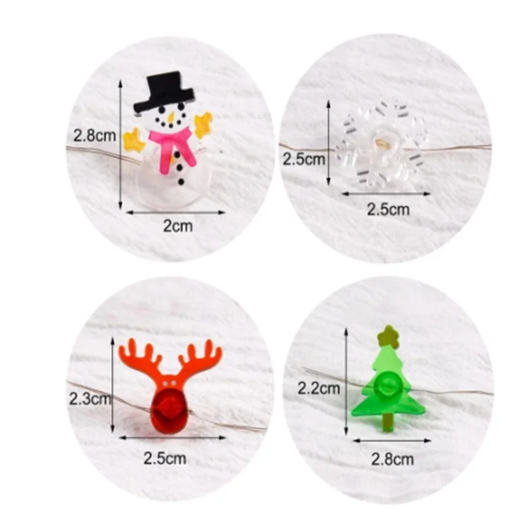 Led shape copper wire lamp mini Santa Claus snowman crutch snowflake fastener decorative lights strictly selected