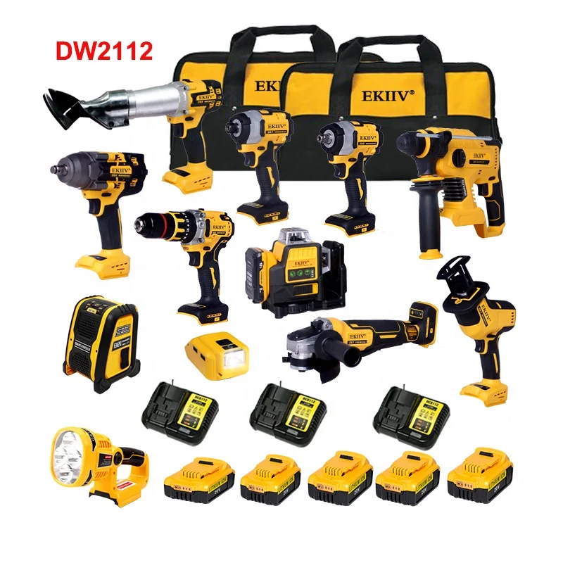 EKIIV NEW Complete Multi Function Tools set 4ah 5ah 6ah 20v Max 15-Tool Lithium Ion Cordless Combos Kits