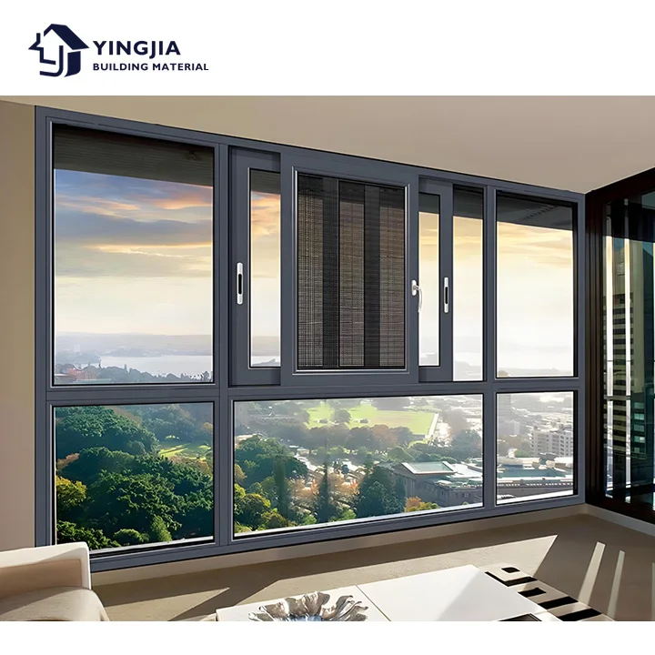 Waterproof sliding double glass windows and doors french frame glass sliding window