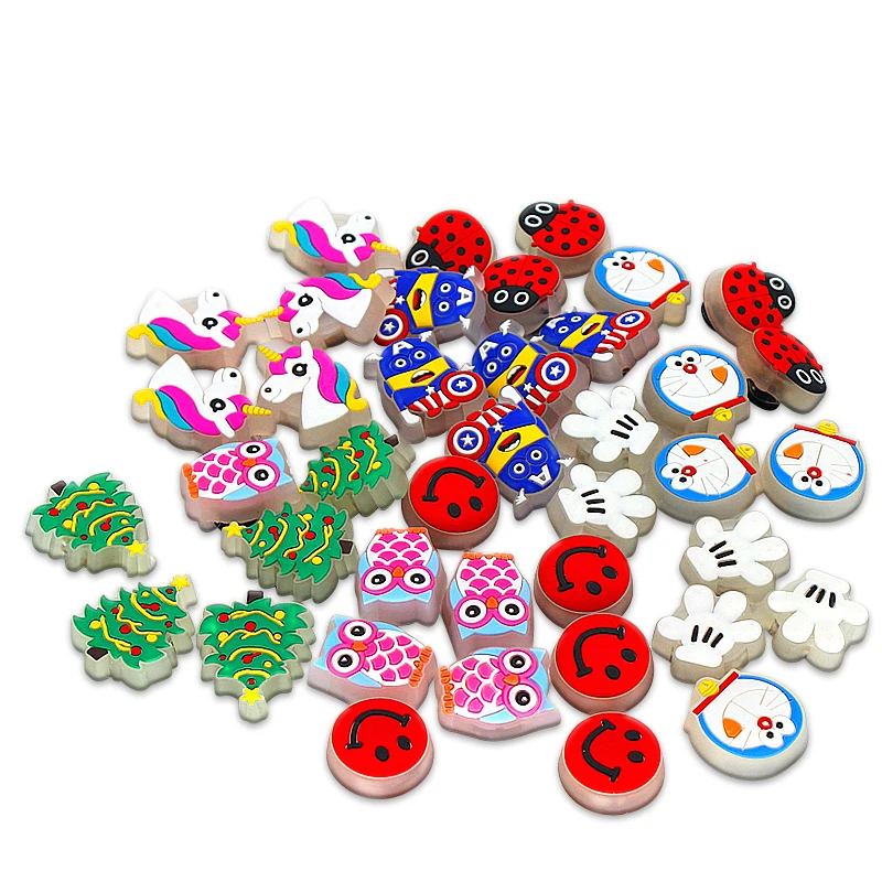 New Arrival Cartoon Fantastic Lighting up Croc Charm LED Clog Shoe Charms Flashing Party Lights Hole Bag Pack for Kids