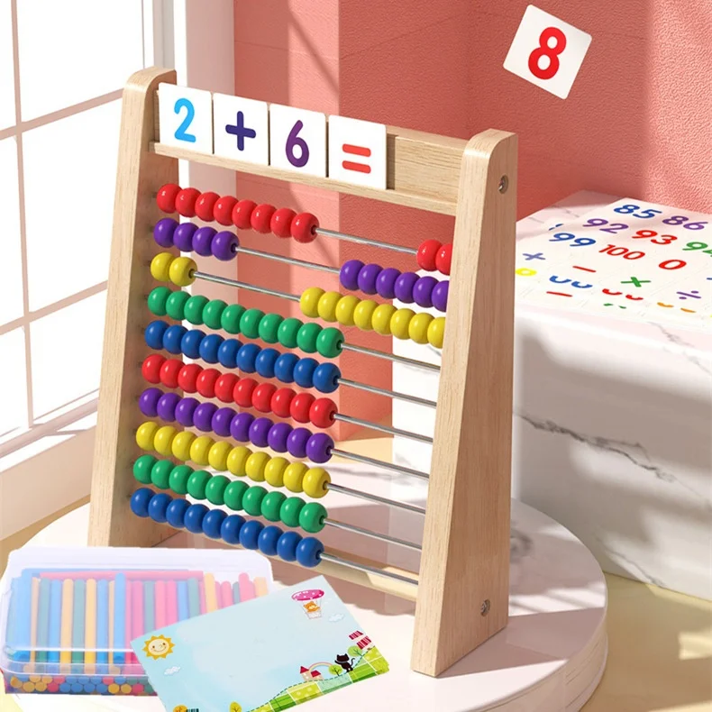 Popular Wooden Abacus Math Toy Rainbow Abacus Toy Mathematical Operation Toy For Child