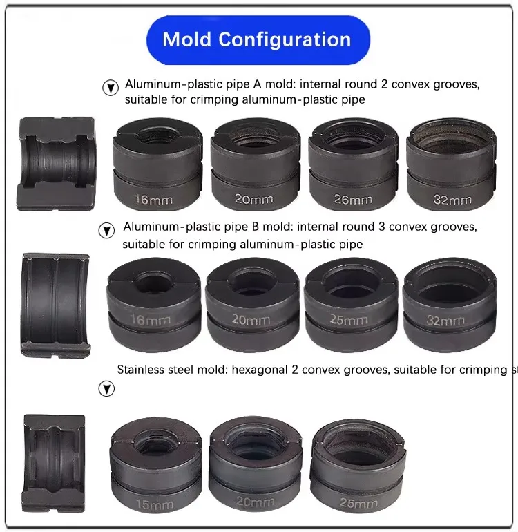 Manual Hydraulic Aluminum Plastic Pipe Crimping Plier Kit Tubes Clamper Tools 10T Stainless Steel Tube Hydraulic Pressing Pliers