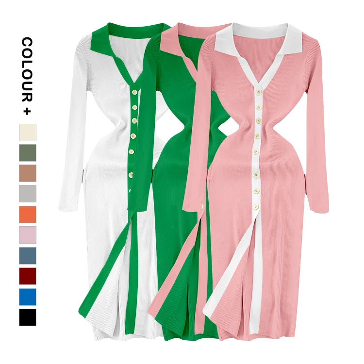 Summer Flowy Soriority Dress Sweater Button Down Kimono Cardigans Split Knit Jumper Greek Dress For Women