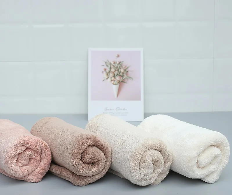 
Soft Coral velvet microfiber customizable hair drying cap towel 