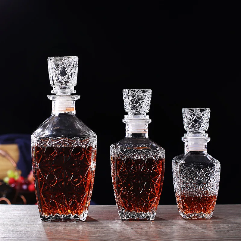 250ml 500ml 800ml Square Empty Liquor Wine Glass Bottle for Whiskey Brandy Rum