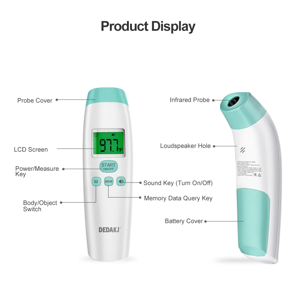Dedakj Factory Medical Home Digital Forehead Thermometer For Baby And Adult Approved infrared thermometer