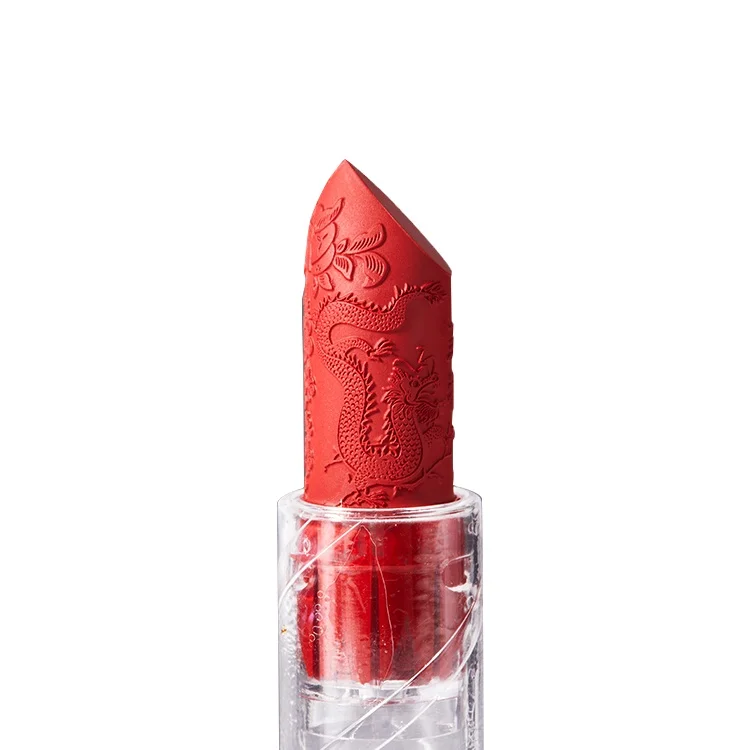 OA pay 2021 trendy makeup manufacturers  private label custom transparent tube lipstick dragon pattern