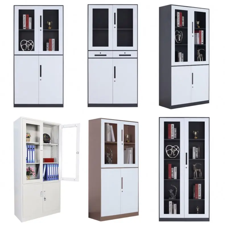 
Knock Down Iron Book Cupboard Document Magnetic Locks Wardroble 2 Drawer 4 Door Metal Locker School Multi-Function File Cabinet 
