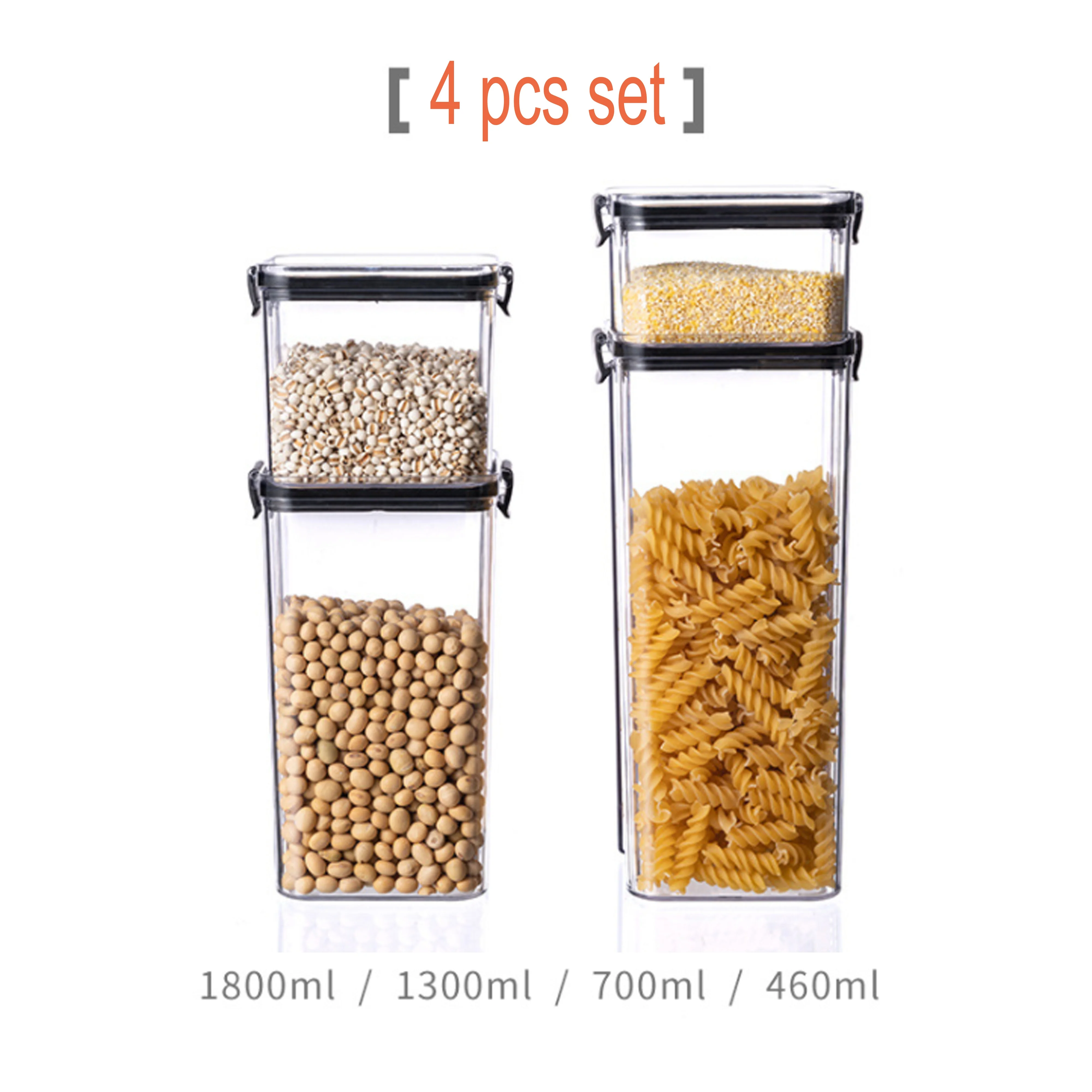 7pcs Food Storage Container Plastic Storage Box Set Plastic Airtight Kitchen Organization Containers