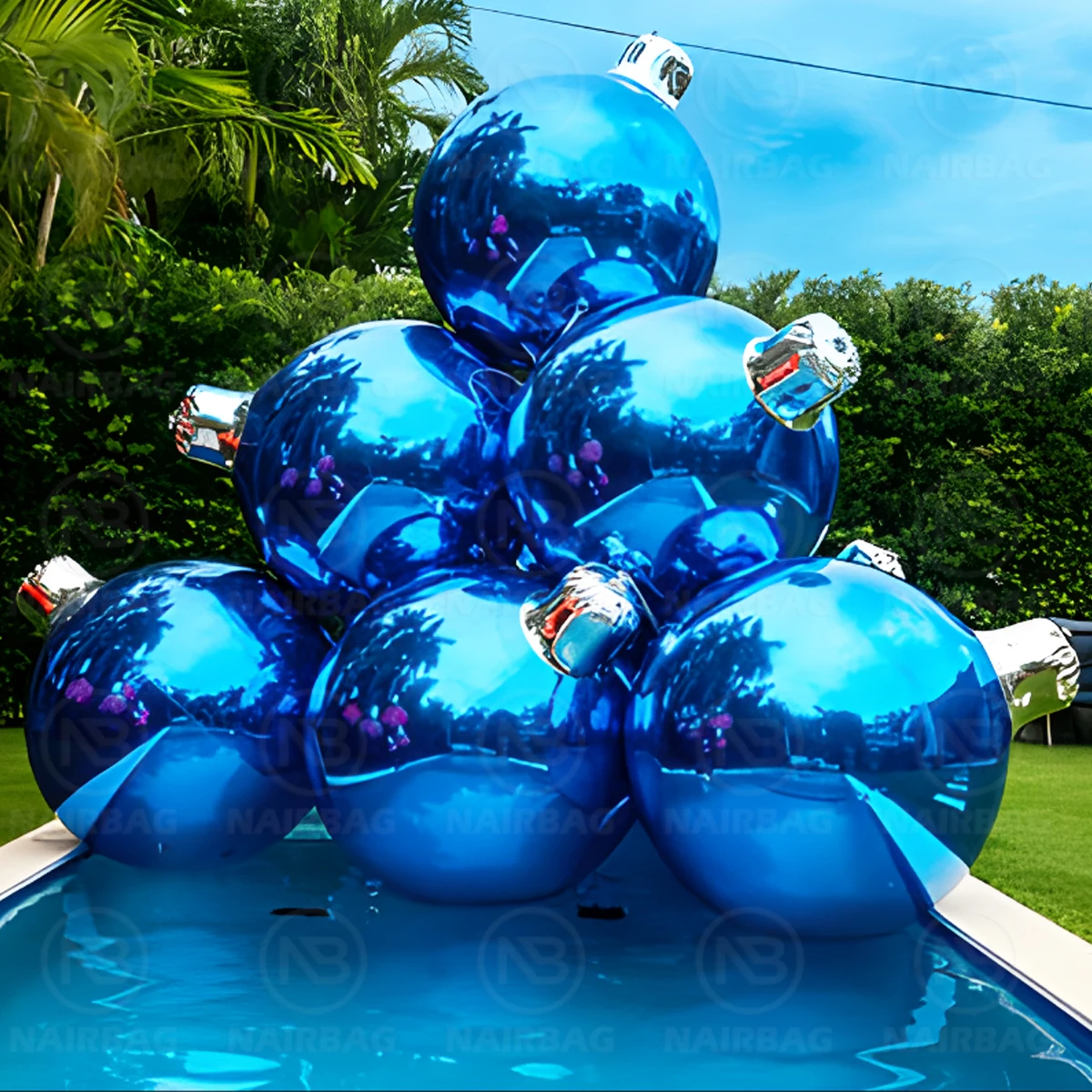 Big Shiny Inflatable Balls Ornaments Christmas Decor Reflective Chrome Sphere Inflat Mirror Ball