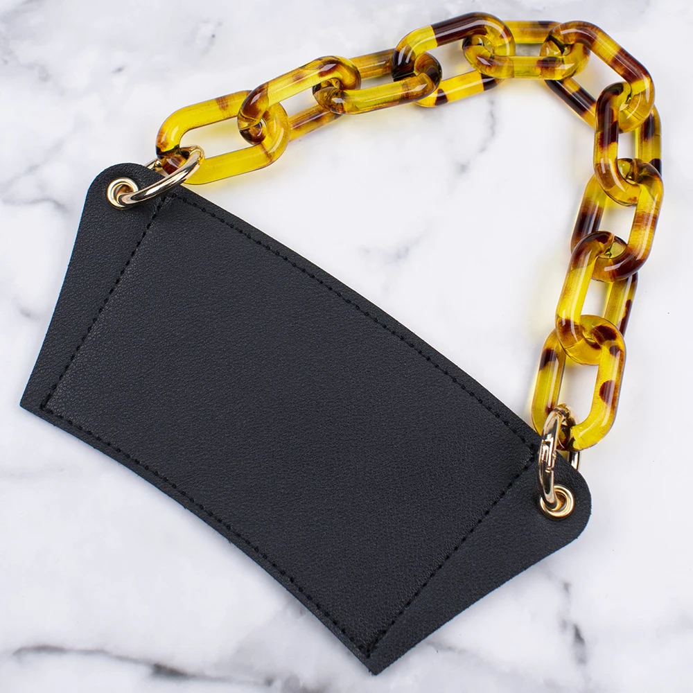 Модная Портативная Съемная цветная искусственная кожа акриловая цепочка целлофан многоразовый держатель для чашки горячего кофе