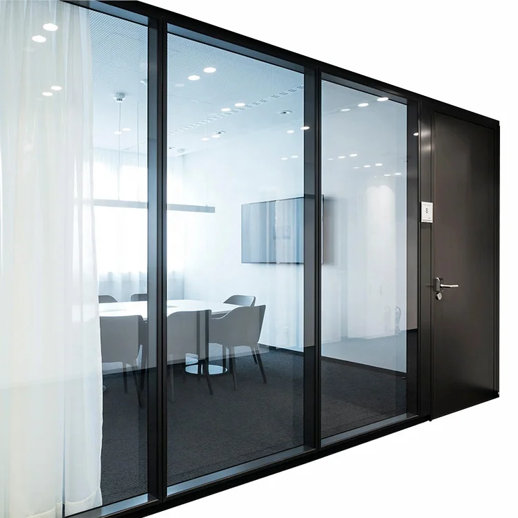  Office aluminum glass partition wall framed vertical framing