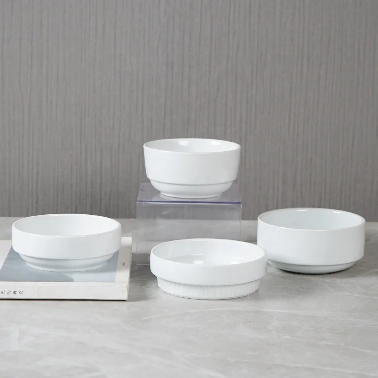 Wholesale Custom Printed Wholesale Ceramic Porcelain White 5 Inch 250ml Pottery Serving Bowl