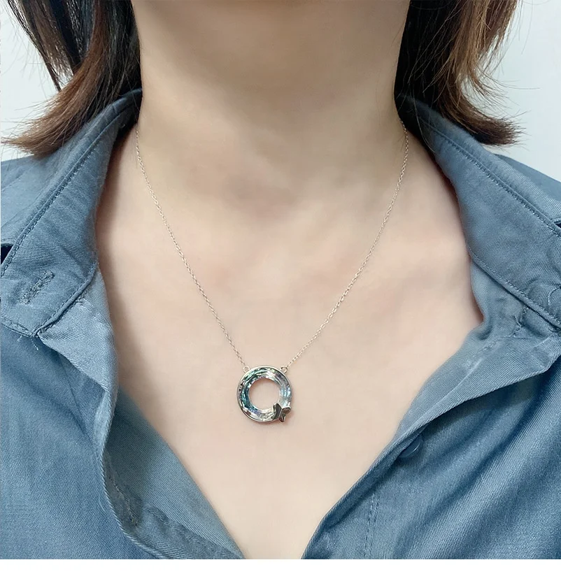 Charm Luxury Jewelry New Classic Elegant Magic Pendant Dainty Butterfly Crystal Silver Necklace Fine Jewelry