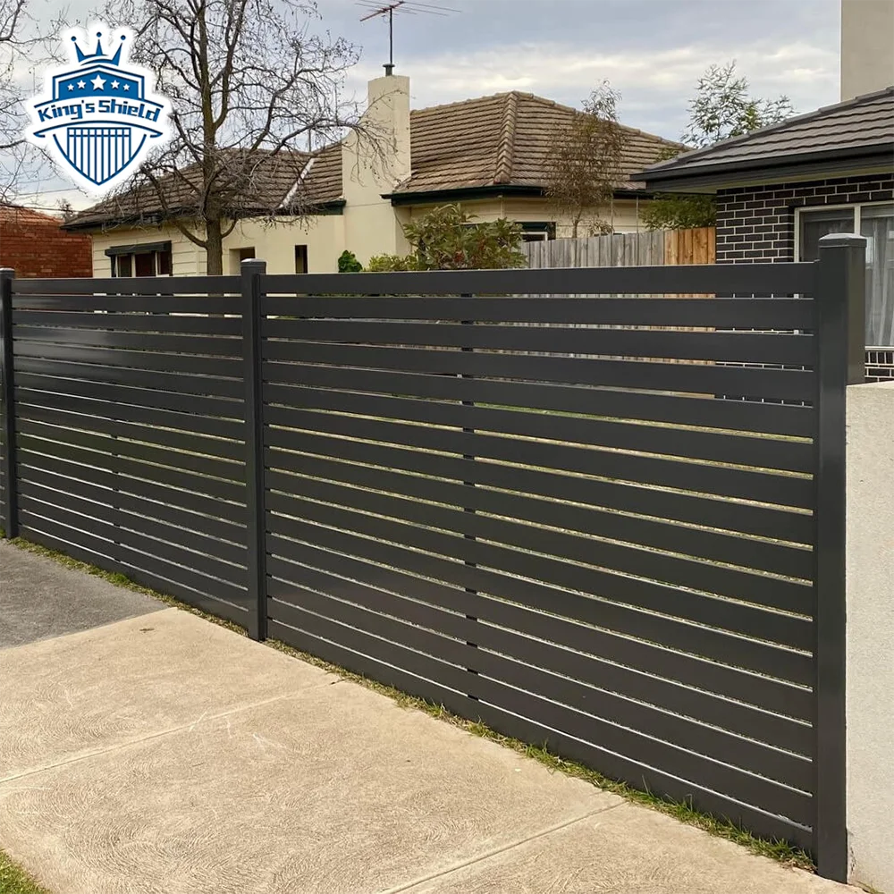 High quality privacy fence aluminum black no dig horizontal slat aluminum fence panels garden fence