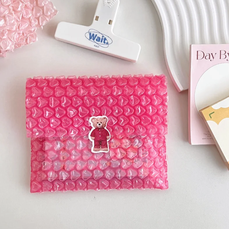 Rose color heart-shaped thickened drop-proof express bubble film bags wholesale
