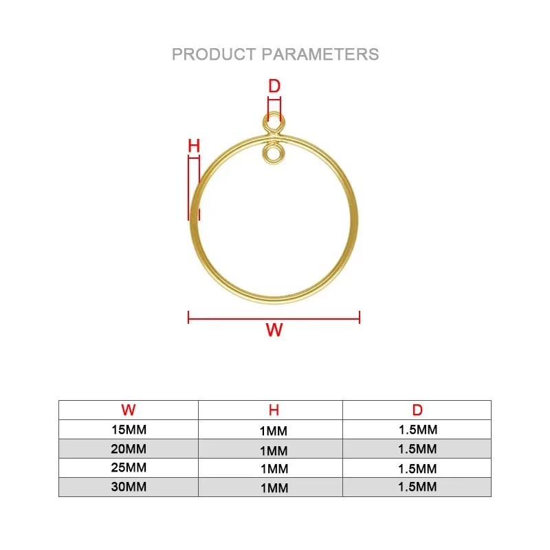 Geometric Circle Earrings Connector Charms 14K Gold Filled 15-30MM Round Drop Pendant With Ring for Large Hoop Making