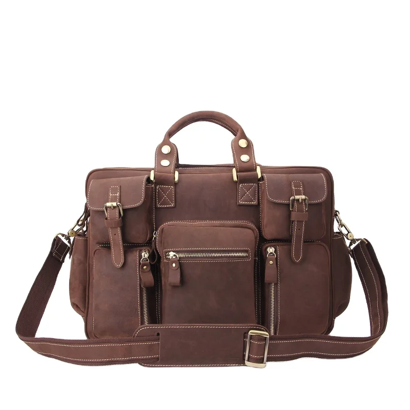 Oem Odm Wholesale High Quality Big Capacity Bag Multifunction Genuine Leather Briefcase For Men