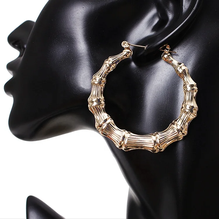 Bohemia gold plated Bamboo Hoop Earrings