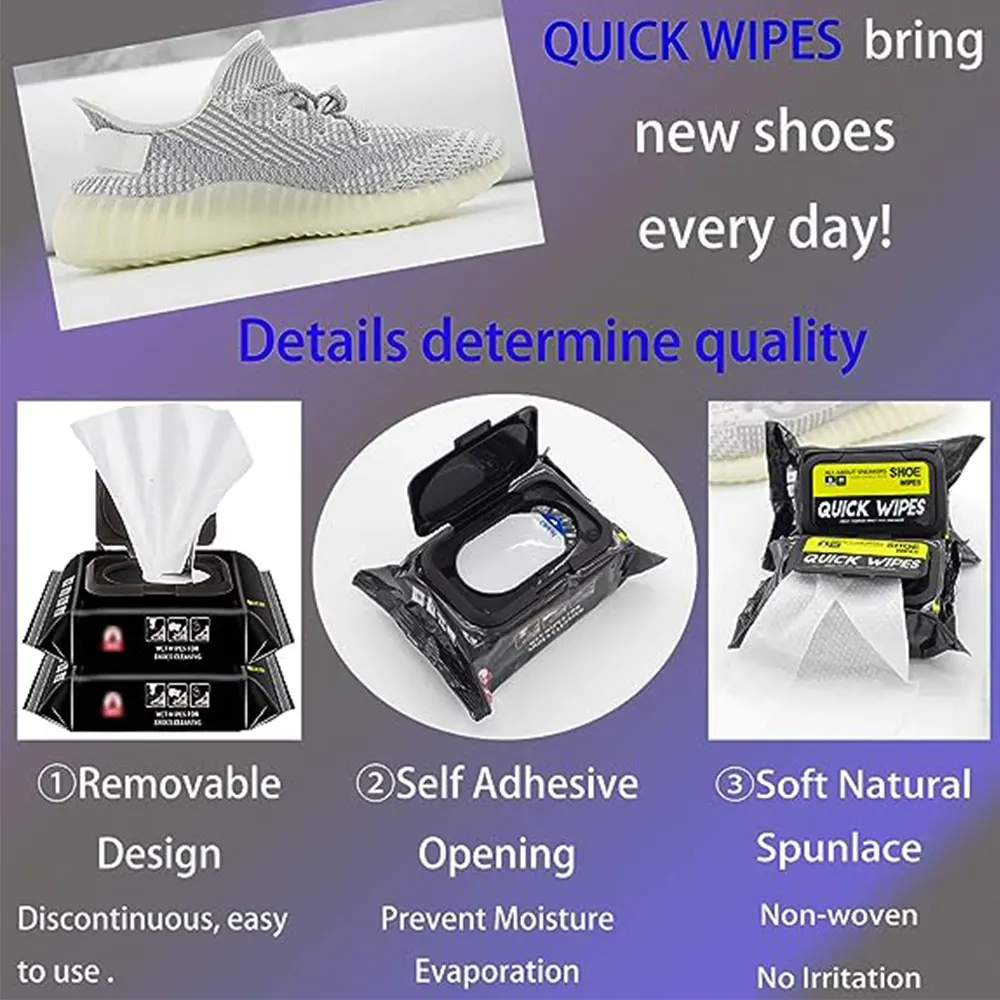 Shoe Sneaker Wipes Cleaner Quick Wipes Disposable Travel Portable Removes Dirt, Stains