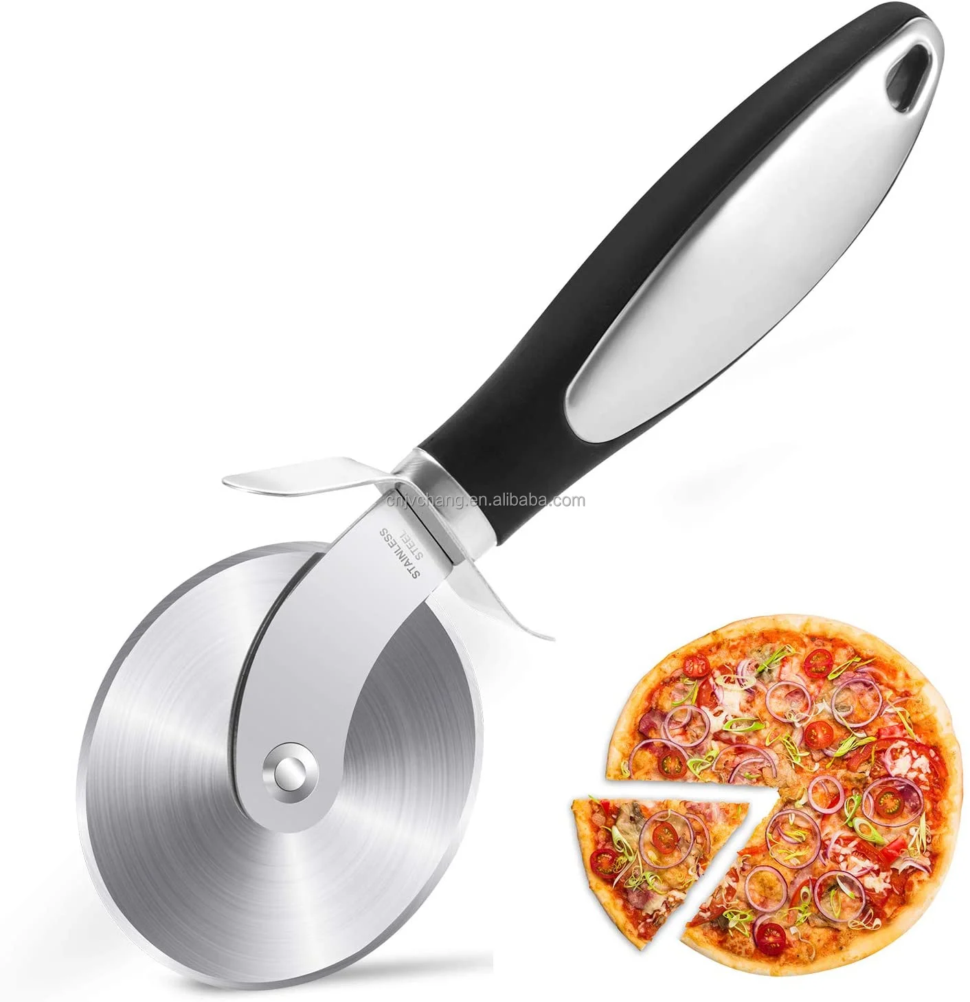 Hot Sale Pizza Tool Safe Storage Sharp Stainless Steel Slicer Soft-touch Handle Pizza Cutter Wheel