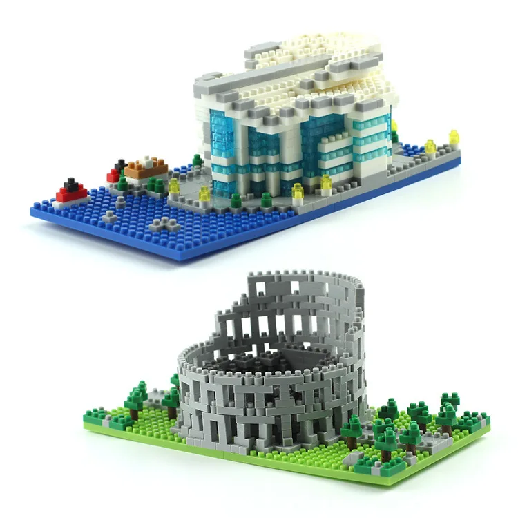 8400-8409 Eiffel Tower Easter Island Taj Mahal Big Ben Swan Stone Castle World Famous Building Blocks Model Brick Kids Gift Toys