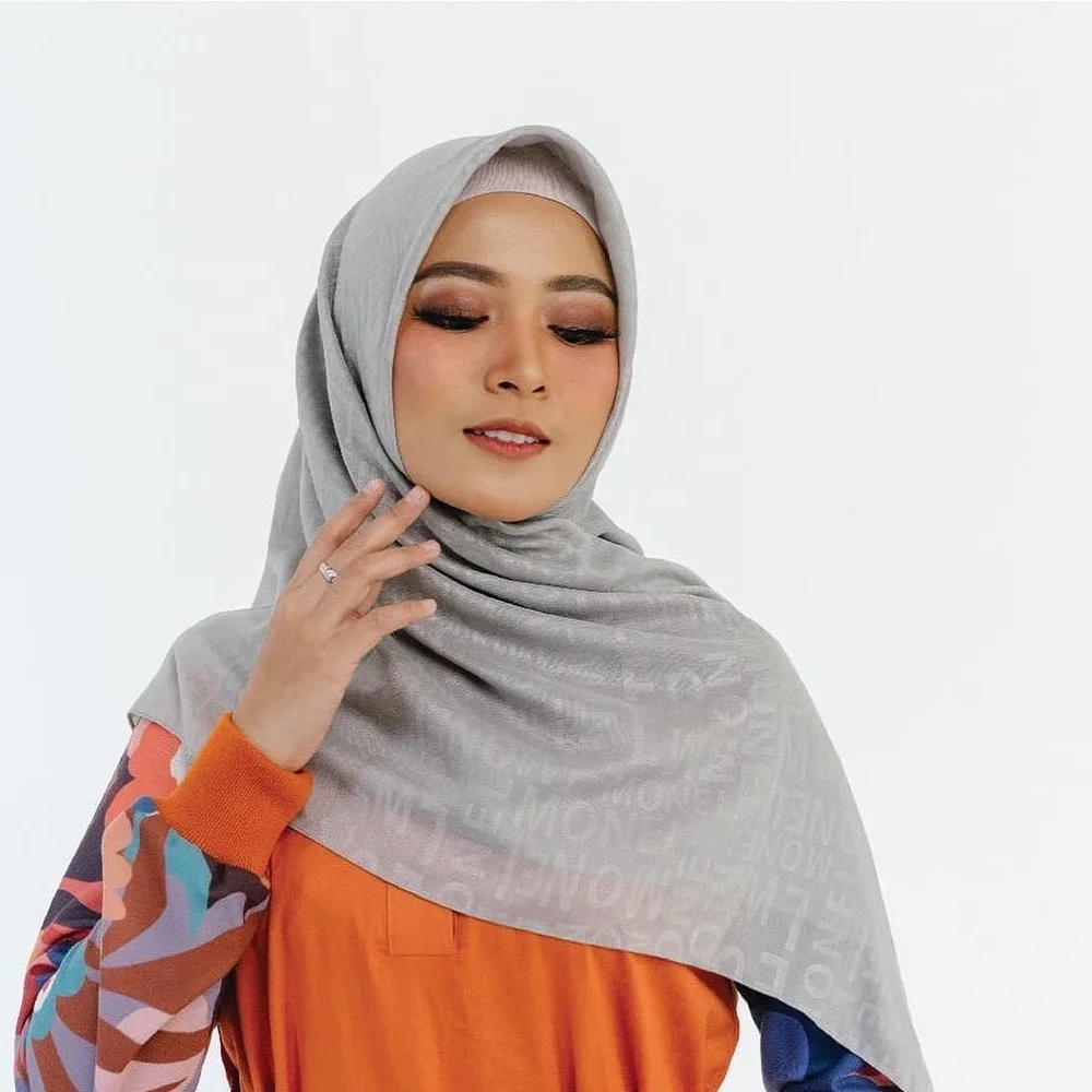 JYL Most Beautiful  Hijab  Scarf For Muslim Women Embossing  Head Wrap satin print long hijab