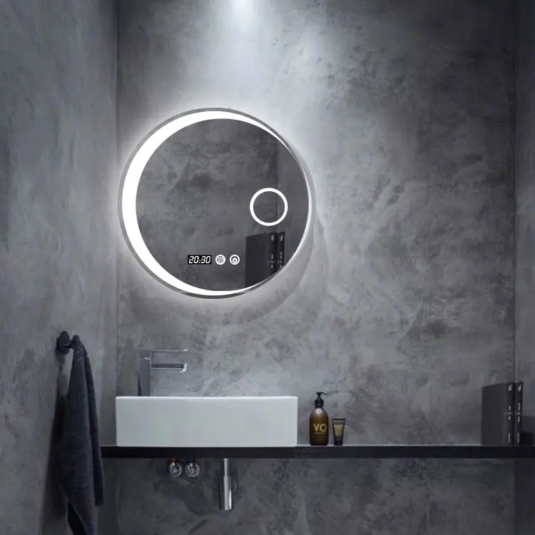 chinese modern wc cabinet smart magnifying round bathroom mirror with led lights