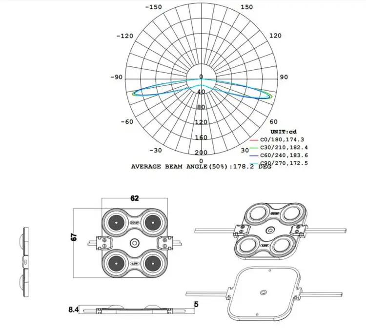 Newest product 4w 400lm 170lens 4leds 12v led module back led lighting module for advertising