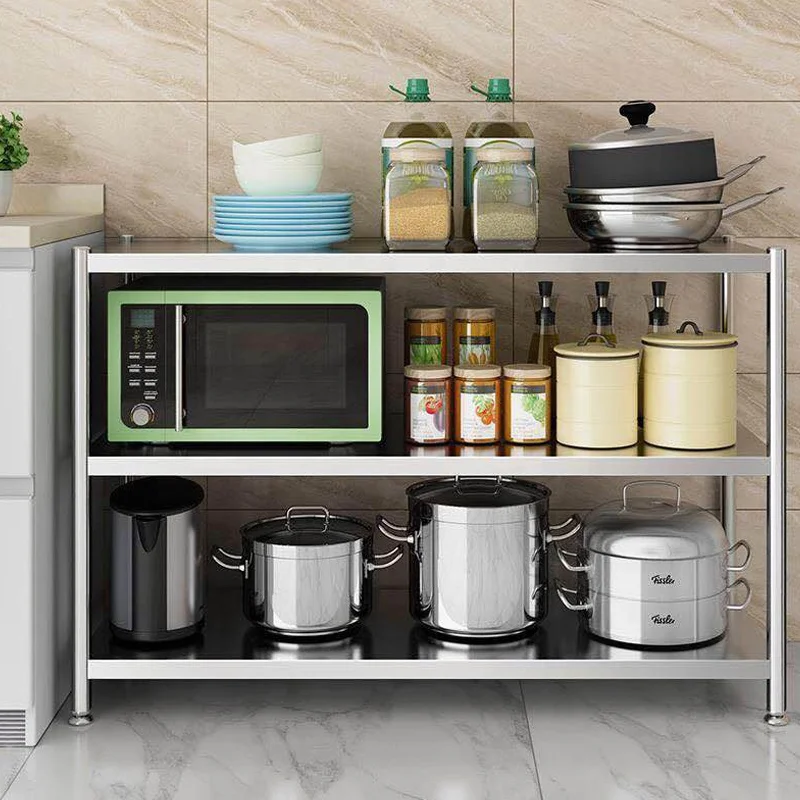 bathroom accessories Stainless steel three-layer kitchen storage rack bathroom shelf
