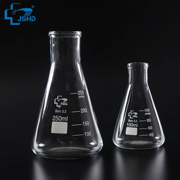 Боросиликатная колба erlenmeyer лабораторная коническая стеклянная бутылка