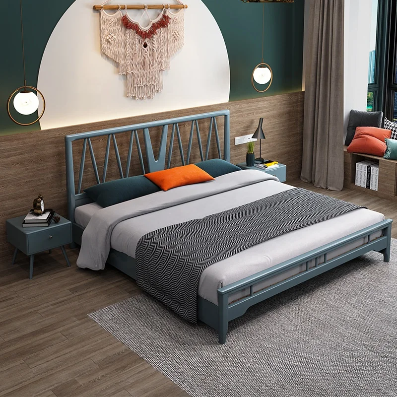 
Oak solid wood bed imported from Thailand modern simple American master bedroom double bed manufacturer direct purchase 