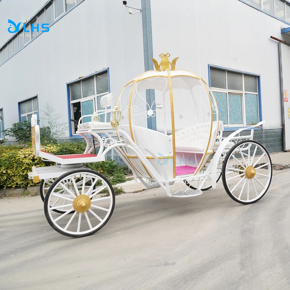 European style pumpkin wedding electric horse buggy  sightseeing caleches horse cart cinderella pumpkin horse carriage for sale