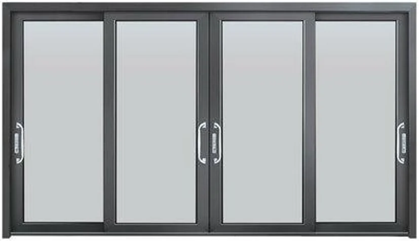 Aluminium Heavy Duty Big Panel Sliding Door Entrance Doors Residential Doors Wooden Grain Glass Graphic Design Stainless Steel