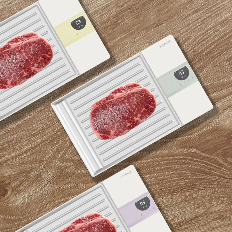 Kitchen gadgets tool custom electric smart rapid fish steak food thawing plate board fast quick defrosting tray for frozen meat