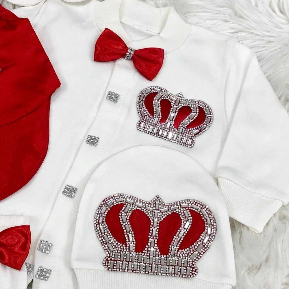 Wholesale Custom Newborn New Design High Quality Modern Luxury Clothes Red New Born Romper Set For Boy Baby
